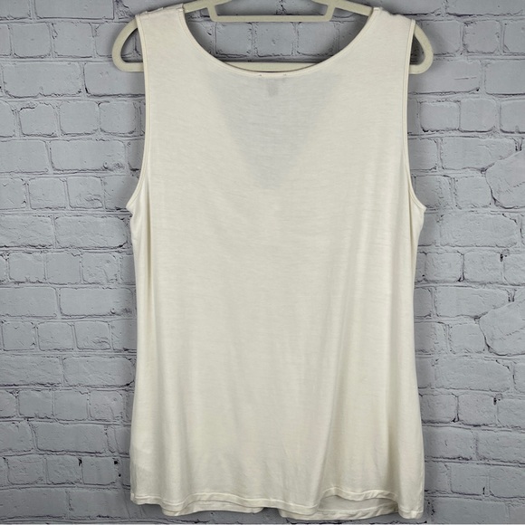 NINE WEST lightweight beige beaded embellished v-neck tank top, size 1X - Picture 3 of 12